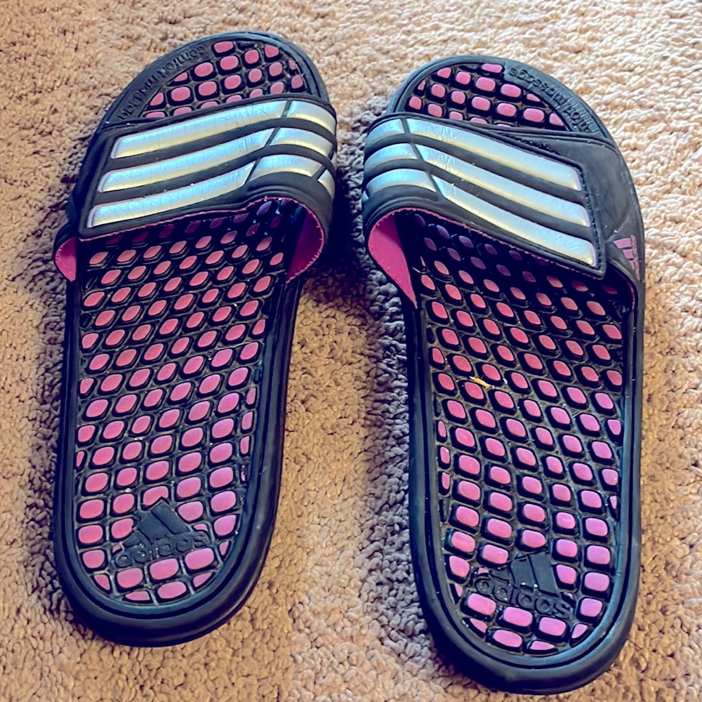 Purple adidas slides. Size 7